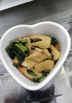 煮卵の残り汁で青菜とちくわと油揚げの煮浸-レシピのメイン写真