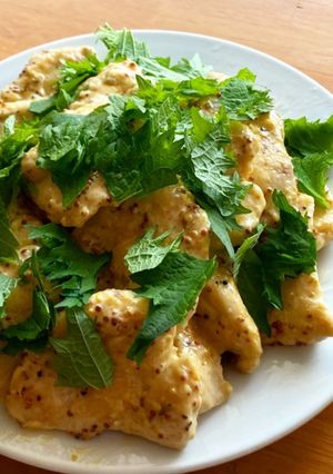 鶏胸肉のマスタードマヨ和え大葉どっさり-レシピのメイン写真