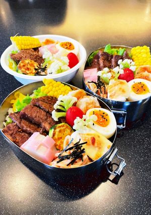 高校生弁当　ステーキ　2022 6月3日-レシピのメイン写真