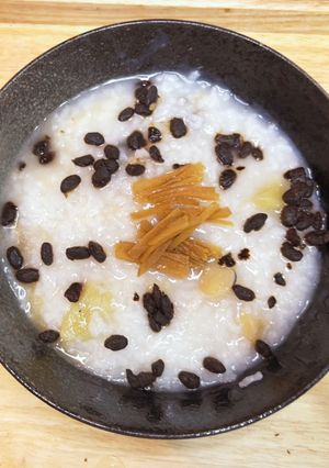 干し貝柱と豆豉＆ろく助のお塩のお粥さん-レシピのメイン写真
