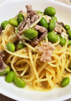 生クリーム不要!枝豆と豚肉クリームパスタ-レシピのメイン写真