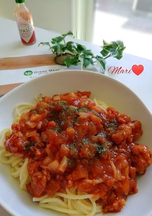 グリーンミートでミートソースパスタ-レシピのメイン写真