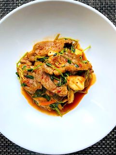 豆苗で豚カルビキムチ-レシピのメイン写真