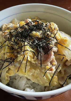 簡単！豚こま肉と白菜の卵とじ丼♬-レシピのメイン写真