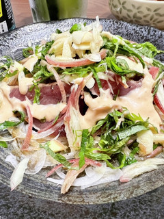 鰹のたたきに新生姜とサウザンアイランド♪-レシピのメイン写真