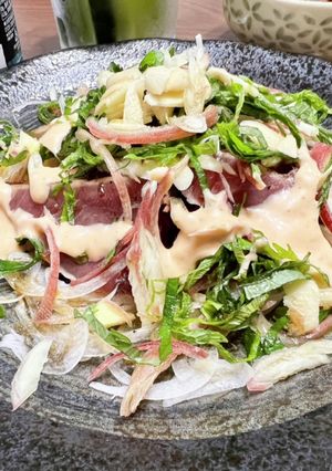 鰹のたたきに新生姜とサウザンアイランド♪-レシピのメイン写真