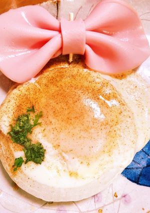 オニオンリングで目玉焼き-レシピのメイン写真