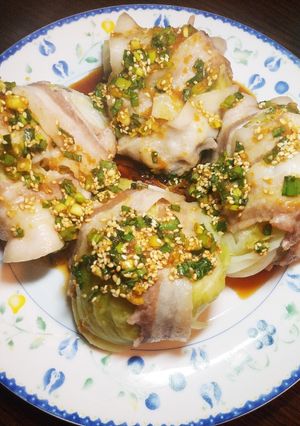 絶品☆豚巻きキャベツの香味ねぎだれ-レシピのメイン写真