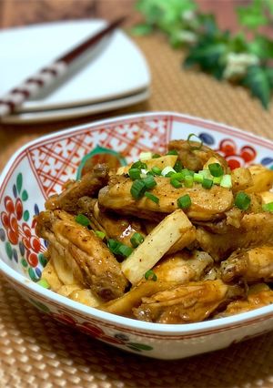 手羽中と長芋のてりてりオイスターソース煮-レシピのメイン写真