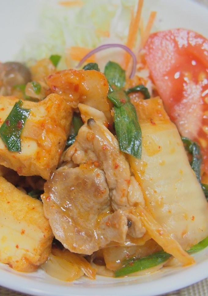 腸活を意識♬厚揚げと豚肉のキムチ炒め-レシピのメイン写真