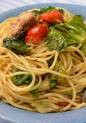 チシャナバーとトマトのサバパスタ-レシピのメイン写真