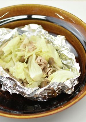 豚肉とキャベツのホイル蒸し（減塩）-レシピのメイン写真