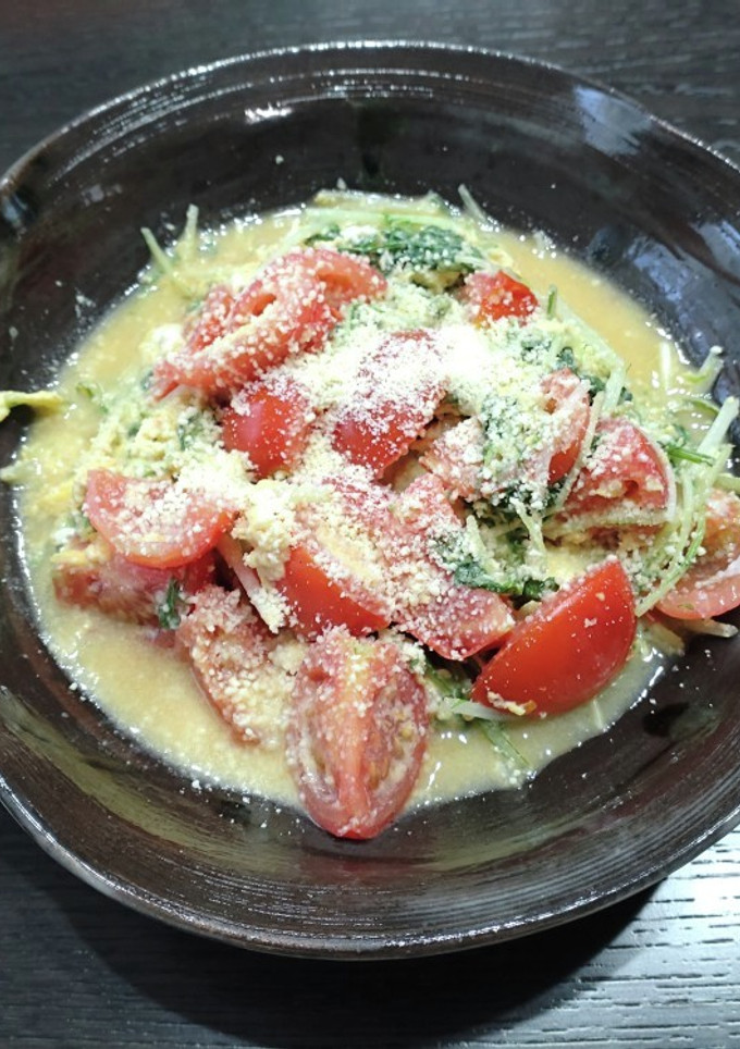 水菜とトマトの卵炒め　～超初心者用～-レシピのメイン写真