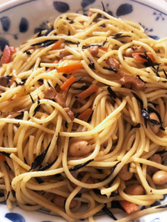 ヒジキの煮物で作るバター醤油スパゲッティ-レシピのメイン写真