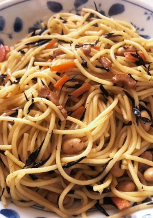 ヒジキの煮物で作るバター醤油スパゲッティ-レシピのメイン写真