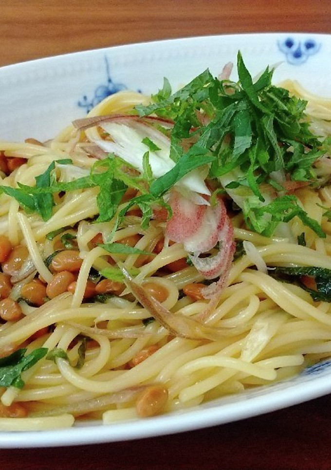 みょうがとしその納豆パスタ-レシピのメイン写真