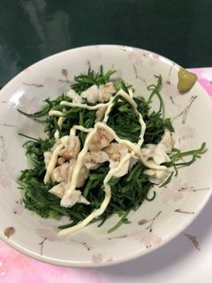 おかひじきと鶏皮のポン酢和え-レシピのメイン写真