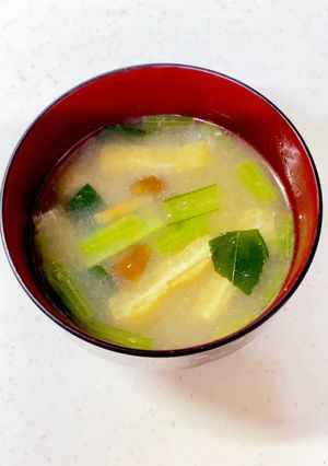 なめこ 小松菜 油揚げの味噌汁^^-レシピのメイン写真