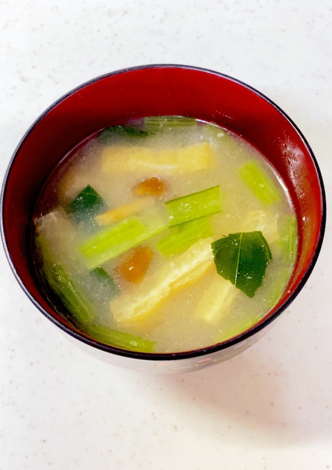 なめこ 小松菜 油揚げの味噌汁^^-レシピのメイン写真