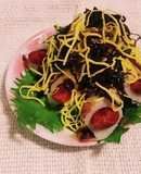 カリカリ梅ちくわで生姜こんぶ＆錦糸玉子盛