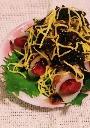 カリカリ梅ちくわで生姜こんぶ＆錦糸玉子盛-レシピのメイン写真