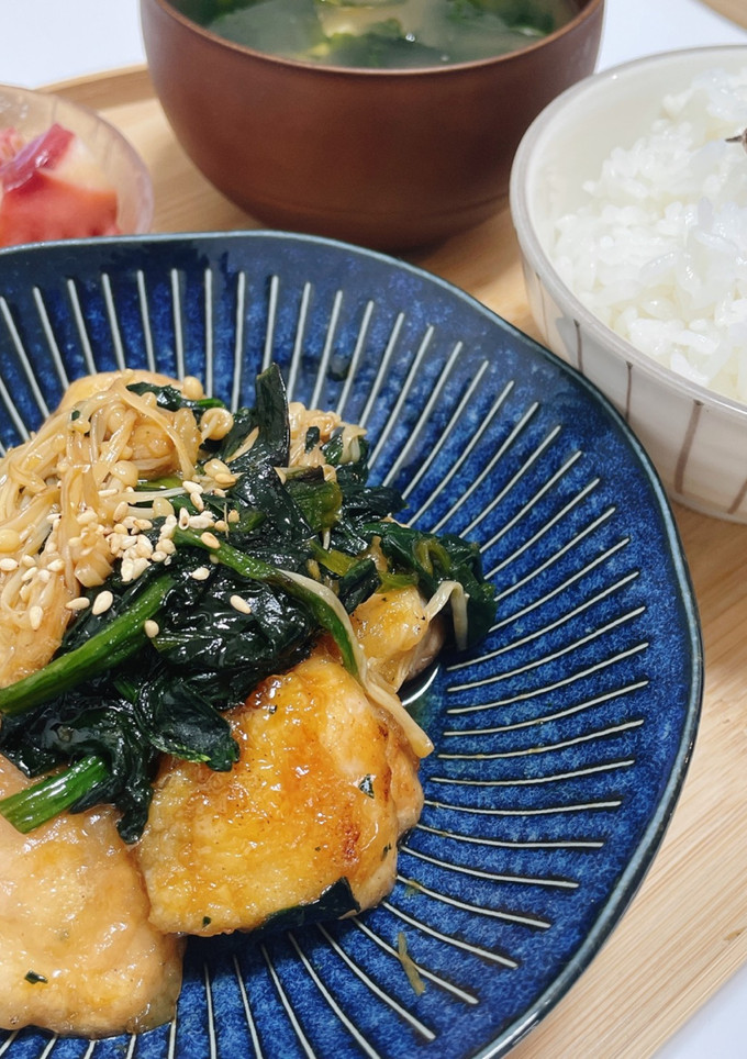 鶏ももとほうれんそうの生姜焼き風-レシピのメイン写真