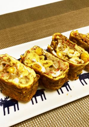 カニカマとミックスベジのカレー卵焼き-レシピのメイン写真