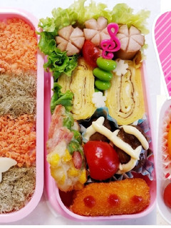とろろ昆布と鮭フレークで市松模様弁当-レシピのメイン写真