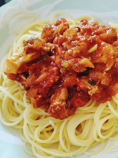 サバ缶とトマト缶のコクうまパスタ-レシピのメイン写真