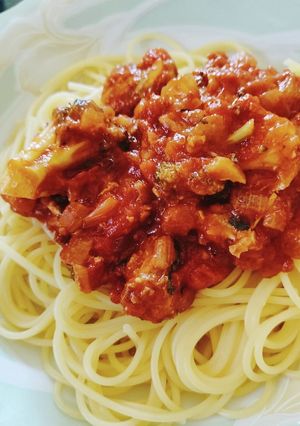 サバ缶とトマト缶のコクうまパスタ-レシピのメイン写真