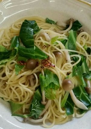 超簡単しめじとキャベツの外葉の和風パスタ-レシピのメイン写真