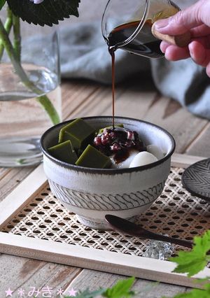 抹茶寒天あんみつ♡-レシピのメイン写真