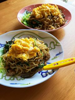 包丁なしで♪ニラとひき肉の焼きそば-レシピのメイン写真