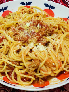 ミートソースパスタ3(ハンバーグver)-レシピのメイン写真