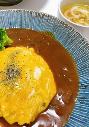にんにくバターライスのオムハヤシ-レシピのメイン写真