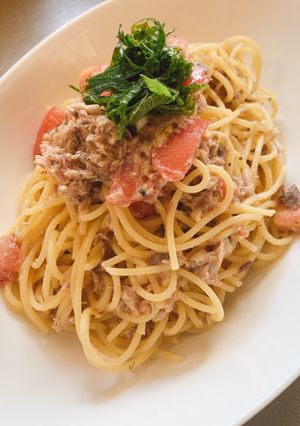 とまと&鯖缶冷製パスタ!!-レシピのメイン写真