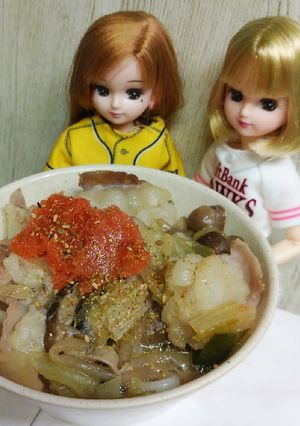 リカちゃん♡うどん(ホルモン鍋〆たらこ)-レシピのメイン写真