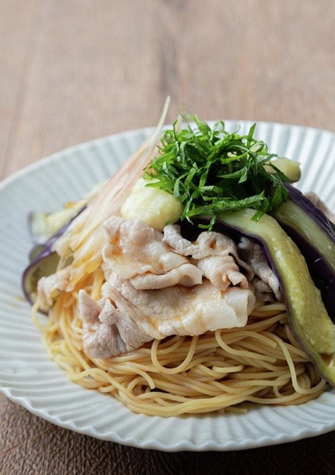 とろとろなすの豚しゃぶそうめん-レシピのメイン写真