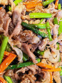 簡単!豚肉とアスパラにんじん照り焼き-レシピのメイン写真