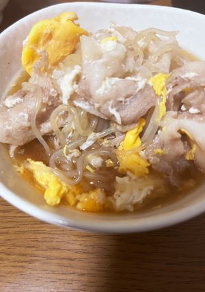 豚バラとしらたきの卵とじ-レシピのメイン写真