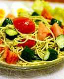 バジルドレッシングの冷製パスタサラダ♪