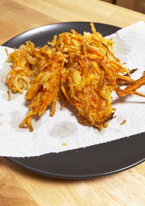 サクサクあまーい！人参と玉葱のかき揚げ-レシピのメイン写真