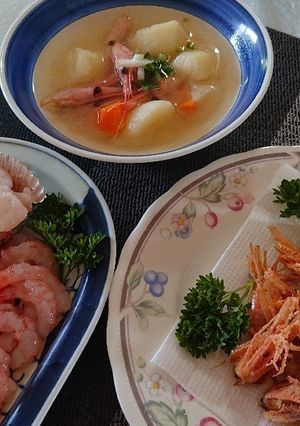 鹿部産エビのお刺身他各種-レシピのメイン写真