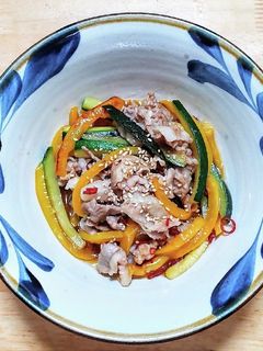 豚バラ肉とズッキーニとパプリカの醤油炒め-レシピのメイン写真