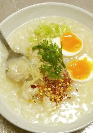 タイ風肉団子入りのお粥（カオトム・カイ）-レシピのメイン写真
