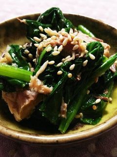 鯖ごま油漬け缶とほうれん草の和え物-レシピのメイン写真