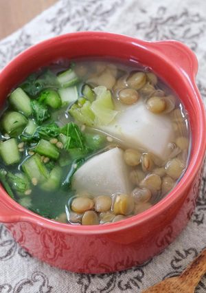 【朝スープ】かぶとレンズ豆のスープ-レシピのメイン写真