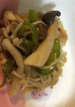 鯵豆腐バーグきのこあんかけ-レシピのメイン写真