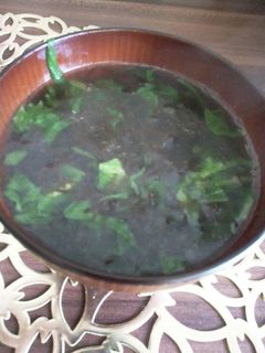 もずくスープ。水菜で中華風。-レシピのメイン写真