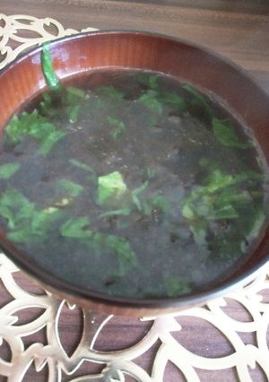 もずくスープ。水菜で中華風。-レシピのメイン写真